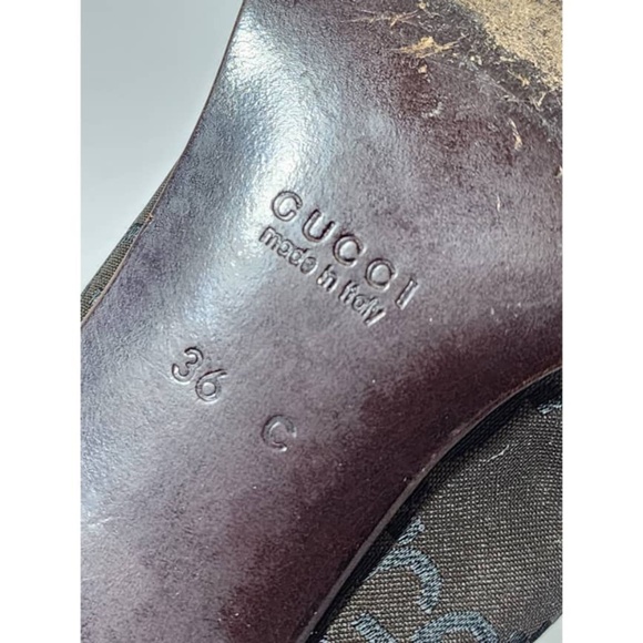 Authentic Gucci Vintage GG Square Toe Pumps Thick Heels Brown Size 36C - Picture 15 of 15
